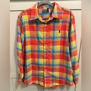 Ralph Lauren Men's Vibrant Plaid Button Down Shirt